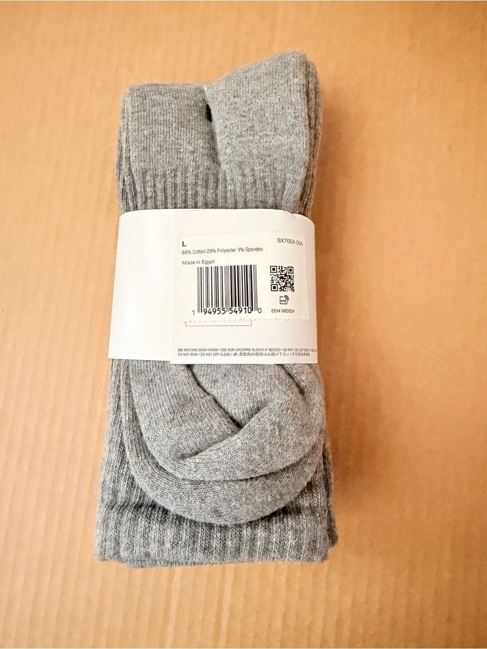 Nike Everyday Cotton Cushioned Dri- Fit Crew Socks 3 Pairs Gray Size L (8-12)